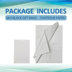 Papertide 36 Pack White Mini Gift Bags 5.2×3.2×8 inch with Tissue Paper - Image 3