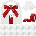 Maitys 24 Set Large Gable Boxes with Handle Ribbon and Tag, White, Red by Maitys