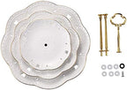 3-Tier Porcelain Embossed Cupcake Stand - Pure White Rimmed with Gold Dessert Cake Stand - Pastry Serving Tray Platter for Tea Party, Wedding and Birthday - Image 3