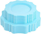 COLOSUS 60PCS Blue Plastic Plates for Party, Hard Disposable Plastic Plates by COLOSUS