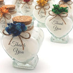 Wedding Favor Guest Bulk, Set of Heart Glass Candle Party with Custom Sticker and Dried Flowers Bridal Party, Baby Shower Gifts (White, Set of 100) - Image 5