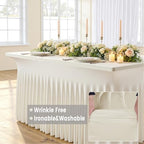 Spandex Tablecloth 8FT Rectangle Table Cover 4 Pack Ivory Wrinkle-Free - Image 3