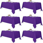 Fitable 6 Pack Purple Tablecloths 70x108 Inch for 6 Foot Rectangle Tables by Fitable