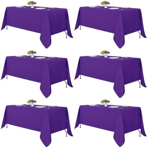 Fitable 6 Pack Purple Tablecloths 70x108 Inch for 6 Foot Rectangle Tables by Fitable
