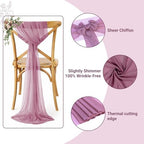 MDS Pack of 200 Chiffon Chair Sashes for Wedding & Event Décor - Mauva - Image 3