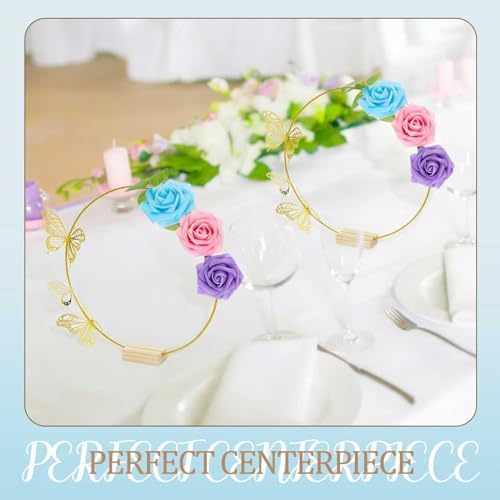Vercraft 12 Set Butterfly Hoop Centerpieces,Blue, Purple, Pink,Round - Image 5
