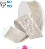 Morex Natural Burlap Wired Ribbon for Decorations, Holidays, Parties, Home and Outdoor Decor, 1.5" x 50 Yd, Cream - Image 2