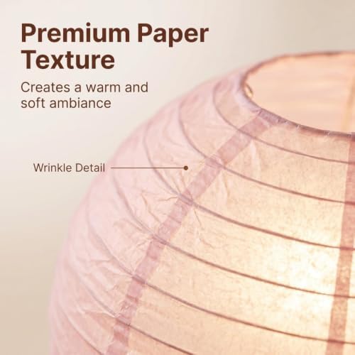 Pink Paper Lanterns Round Paper Lanterns Decorative Ball Lanterns Lamps for Weddings, Birthdays, Parties and Events 16-Inch 5 Packs (Light Pink) - Image 5