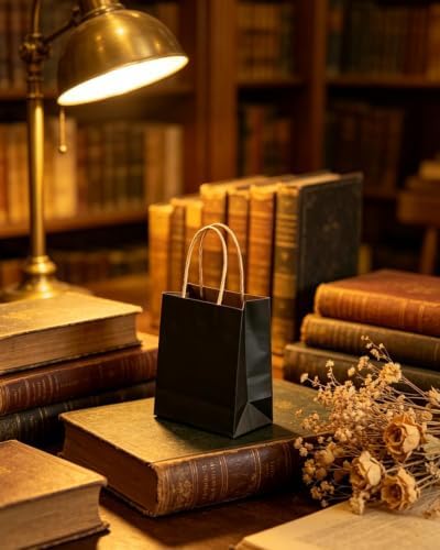 qiqee 600-Packs Black Paper Gift Bags with Handles Bulk 4.5"x2.5"x6" Mini Size Paper Bags Multiple Uses - Image 6