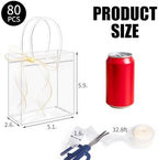 WDSHCR 80 PCS Clear Plastic Gift Bags with Handles, Party Favor Bags with Ribbons, Reusable Goodie Tote Bags for Wedding, Baby Shower, Birthday (Clear 5.1 x 5.9 x 2.8, 80 Pack) - Image 2