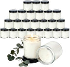 24 PCS 4oz Eucalyptus Scented White Soy Wax Candles | Calming Home Fragrance Gift Set | Bulk Warm Cozy Favors for Weddings, Housewarmings, Holiday Parties by Trxvxo