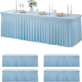4 Pack Spandex Baby Blue Tablecloth for 8 Foot Rectangle Tables, Wrinkle Free Fitted Table Cloth 8ft Stretchy Light Blue Tablecover Desk Skirt for Birthday Party Wedding Banquet Baby Shower by Htper