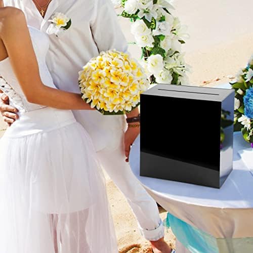 Fowecelt Black Acrylic Wedding Card Box with Slot Large DIY Card Box Blank No Print for Wedding Reception Graduation Party Bridal Shower Fundraiser Money Box Keepsake Party Favor (10 x10 x 5.5 Inch) - Image 3