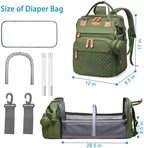 Jeryswet Baby Diaper Bags with Changing Station, Waterproof Large Capacity Diaper Bag Backpack for Moms Dads with USB Charging Port and Stroller Straps, Baby Shower Gifts, Green - Image 6
