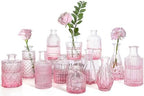 TBWIND Pink Glass Bud Vases Set of 12, Vintage Mini Vases by TBWIND