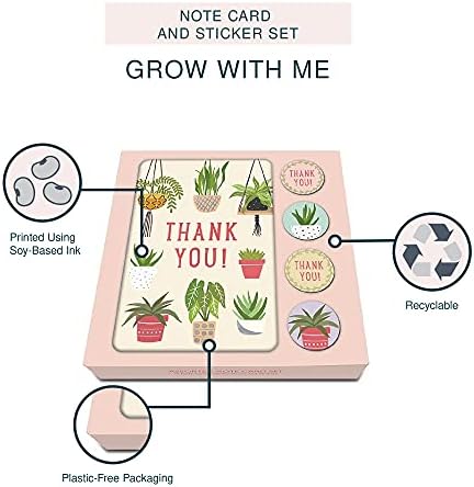 Studio Oh! Note Card & Sticker Set Grow with Me Thank You - Set of 12-3.5" x 5.25" Blank Cards with Envelopes and Stickers - Includes 3 Cards Each of 4 Designs - Image 6