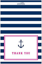 50 Cnt Navy Stripes Pink Border Anchor Nautical Baby Shower Thank You Cards - Image 2