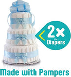 Classic Pastel Baby Shower Diaper Cake (3 Tier, Blue) - Image 2