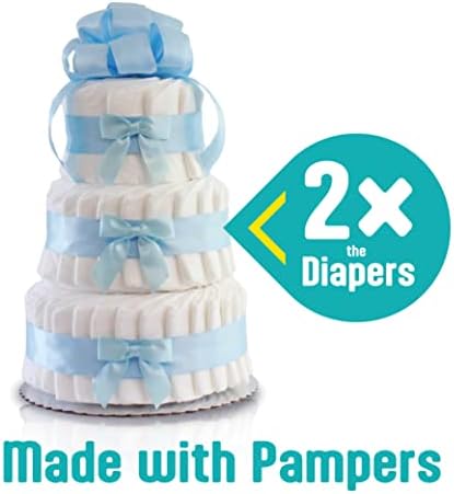 Classic Pastel Baby Shower Diaper Cake (3 Tier, Blue) - Image 2