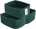 XUANGUO Small Woven Storage Baskets for Shelves, 13" x 9" x 5", Dark Green by XUANGUO
