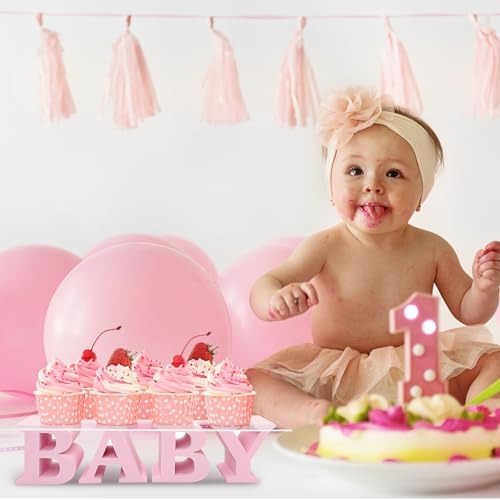 Baby Shower Cupcake Stand,BABY Acrylic Clear Cupcake Holder,Gender Reveal Cupcake Stand,Treat Stands for Dessert Table Display Set,Baby Shower Decorations,Cake Stands for Baby Shower,Birthday Party (Pink) - Image 5