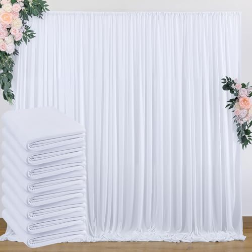40 ft x 10 ft Wrinkle Free White Backdrop Curtain for Wedding Parties, Polyester Photo Backdrop Drapes for Baby Shower Birthday Party Backdrop Stand, Bulk Thick Background Curtains, 5x10FT 8 Panels by Outpain