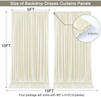50x10ft Beige Backdrop Curtain for Wedding Parties Wrinkle Free Fabric Beige Drapes Backdrop Decoration for Baby Shower Birthday Photography Decoration 10 Panels, 5ft x 10ft - Image 5