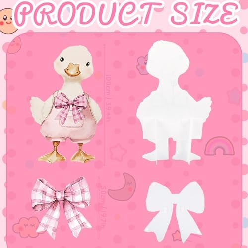 Novabright 2 Pcs Silly Goose Cutout Party Decoration 39.4'' 1st Birthday Silly Goose Cardboard Cut Out Sign 19.69'' Adhesive Bow Cutout Photo Prop Backdrop Standup for Birthday Baby Shower(Pink) - Image 2