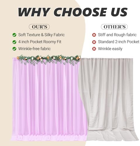 40ft x 10ft Pink Backdrop Curtains, Wrinkle-Free Sheer Chiffon Fabric Photo Backdrop Drapes for Wedding Arch Party Ceremony Stage Photography Decorations - Image 7