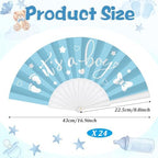 Cinrobiye 24 Pcs Baby Shower Folding Hand Fans for Guest Bear Baby Shower Hand Fans Colorful Foldable Handheld Fan for Gender Reveal Baby Shower Celebration Party Favors Supplies(Blue) - Image 2
