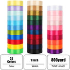 NESCCI 800 Yards Ribbon,1 Inch Satin Ribbon,32 Colors - Image 2