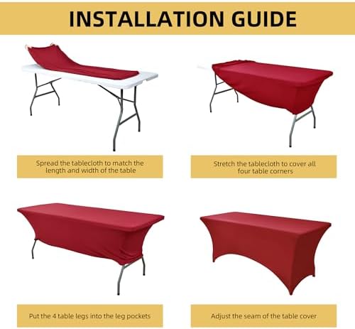 10-Pack 6ft Spandex Table Covers for Rectangle Standard Folding Tables - Wrinkle Resistant Stretch Tablecloths - Ultimate Fitted Table Protector for Parties, Banquet, Wedding - Image 5