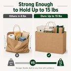 GSSUSA Brown Paper Bags with Handles, Large Gift Bags 16x6x12, 100 Pack - Image 2