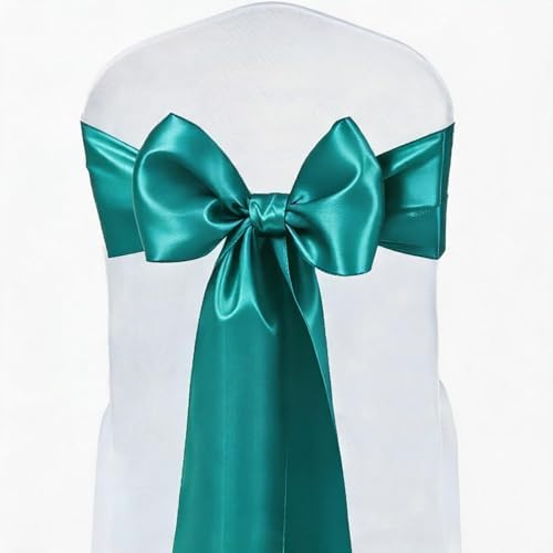 Satin Chair Sashes Bows 50 Pack Universal Polyester Chair Ribbons for Wedding Anniversary Retirement Party Birthday Engagement Banquet Graduation Outdoor Events Decor (Teal, 50 pcs) - Image 2