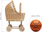Vintage Woven Rattan Baby Carriage Basket – Handcrafted Wicker Stroller for Baby Shower, Flower Girl Basket, Baby Things, Rustic Home Decor, Photography Props, Floral Arrangements (Large) - Image 2