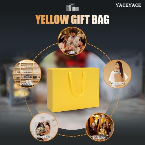 YACEYACE Yellow Gift Bags Bulk, 20 Pack Yellow Gift Bags with Handles - Image 7