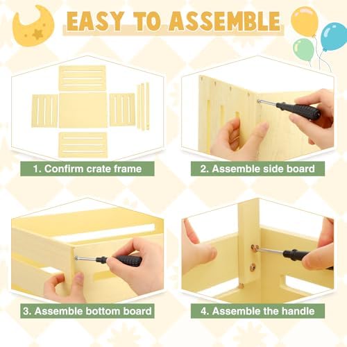 Suzile Baby Shower Crate Wooden Closet Baby Basket Gift,Creamy Yellow - Image 4