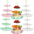 6 Pcs 3 Tier Cupcake Stand Tea Party Trays 3 Tier Serving Tray Plastic Dessert Stand Cake Fruit Candy Display Tower for Wedding Birthday Tea Party (Sakura,White,Pink,Green) by Gandeer