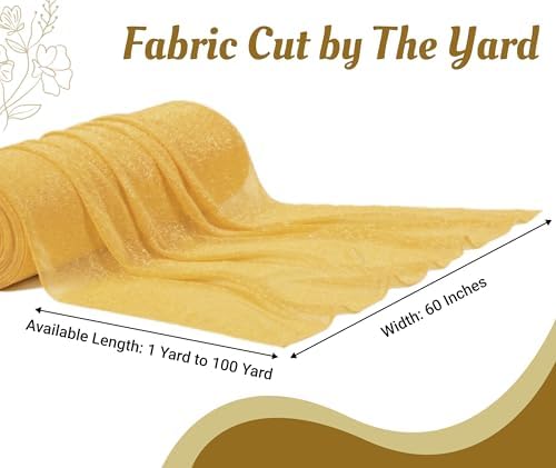 Pack of 35 Yard Chiffon Drapery Fabric, 60" Wide, Multiuse - Gold - Image 2