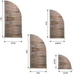 Efavormart Set of 4 Brown Rustic Wood Print Spandex Chiara Backdrop Covers, Fitted Half Moon Arch Slipcovers 2.5ft-7ft for Farmhouse and Woodland Decor - Image 3