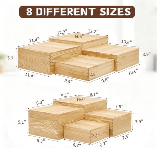 8 Pack Wooden Buffet Risers Cupcake Stand Buffet Display with Mini Signs - Image 2