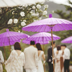Koyal Wholesale 32" Royal Purple Paper Parasol Umbrella 4 Pack, Large Paper Umbrella Bulk, Paper Parasol Wedding Umbrellas, Royal Purple Parasol Umbrella Bridal Party Decor Photo Props, Sun Parasols - Image 4