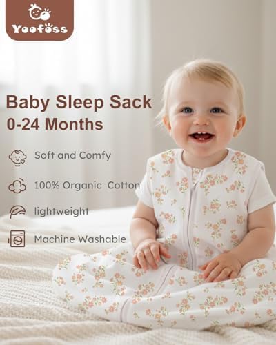 Yoofoss Baby Sleep Sack 18-24 Month 0.5TOG 100% Organic Cotton 2-Way Zipper - Image 2