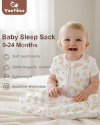Yoofoss Baby Sleep Sack 6-12 Month 0.5TOG 100% Organic Cotton 2-Way Zipper - Image 2