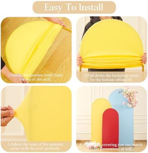 Yellow Red Blue Arch Backdrop Covers 6.6FT 7.2FT 8FT Baby Shower Wedding Photo Birthday Party Arch Covers Stretchy Backdrop Set of 3 - Image 4