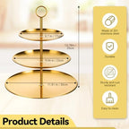 2 Pcs 3 Tiered Gold Cupcake Stand 3 Tier Stainless Steel Cupcake Stand with Removable Tiered Tray Gold Tiereds Dessert Stands Party Serving Trays Golds Cake Holder for Weddings Birthdays Decorations - Image 2