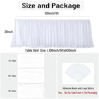 108in White Tulle Table Skirts for Rectangle Tables 8/6/4ft, 2-Layer Gold Grim Ruffle Tulle Tutu Cloth Table Skirt 9ft Long for Wedding Birthday Party Baby Shower Cake Dessert Tables(No Table Cover) - Image 5