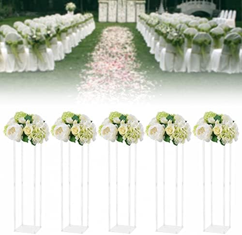 5PCS Wedding Flower Stand, 39" Crystal Column Vases Rack for Birthday Party Decoration Garden Tall Acrylic Flower Frame Holder for Balloon Decor Road Leads Christmas Gift - Image 3