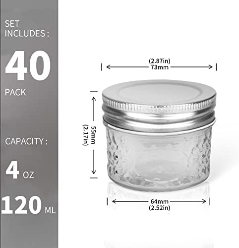 VERONES 40 PACK Mason Jars, 4 OZ Jelly Jars With One Piece Regular Lids - Image 2