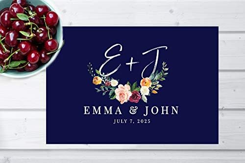Andaz Press Custom Personalized Disposable Paper Placemats, 12 x 18 Inch, Set of 25, Navy Floral Custom, Tableware, Dining, Tabletop, Table Setting for Wedding, Bridal Shower - Image 4